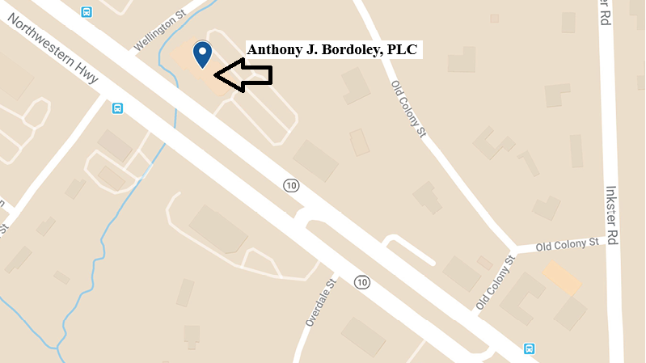 Map to Anthony J Bordoley's Office in Farmington Hills MI